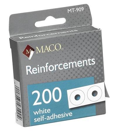 White Hole Reinforcements, 1/4 Inch Diameter Hole, 200 Per Dispenser Box