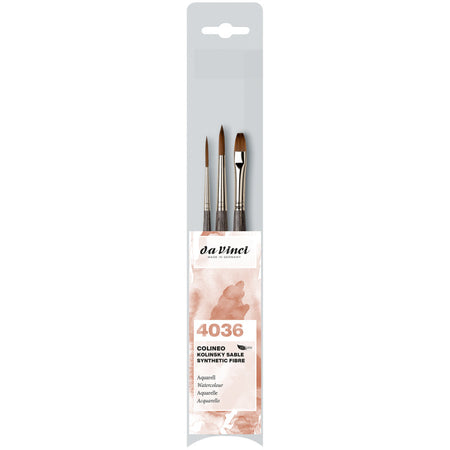 COLINEO Synthetic Red Sable, Watercolor & Acrylic, 3 Brush Set