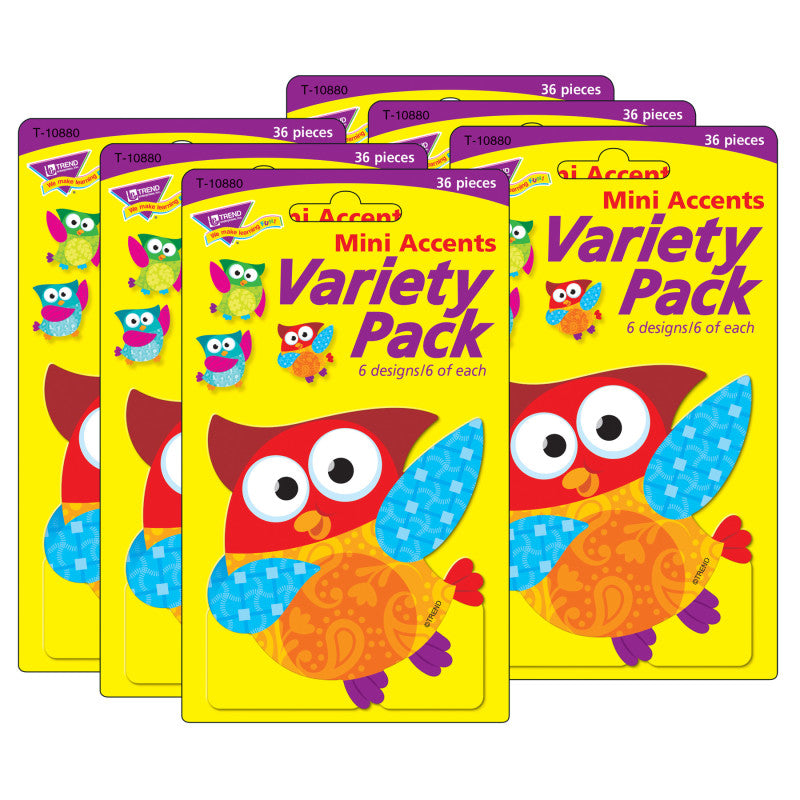 Owl-Stars!&reg; Mini Accents Variety Pack, 36 Per Pack, 6 Packs