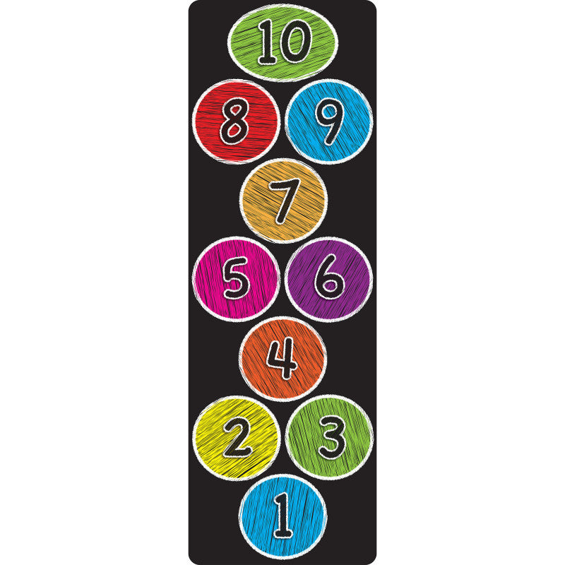 Smart Poly&trade;, The Original Fun Mat&trade;, Mat Runner, 15.5" x 47", Numbers 1-10, Colored Chalk Circles