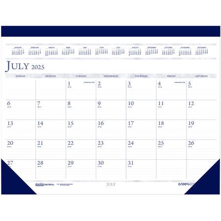 Monthly Academic Calendar Classic Desk Pad, 14 Months (Jul-Aug), 22" x 17"
