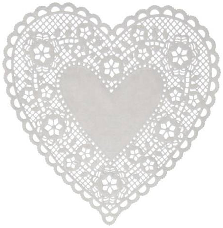 Hygloss Heart Paper Doilies Decorative, White Lace Doilies, Disposable, 6” Diameter, 100 Pack