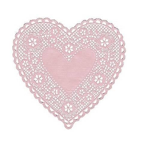 Hygloss Heart Paper Doilies Decorative, Pink Lace Doilies, Disposable, 4” Diameter, 100 Pack (HYG91045)