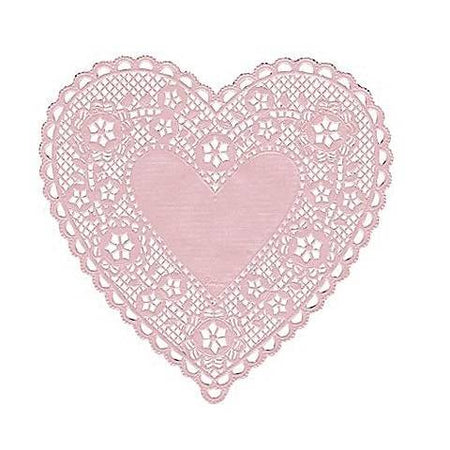 Hygloss Heart Paper Doilies Decorative, Pink Lace Doilies, Disposable, 4” Diameter, 100 Pack (HYG91045)