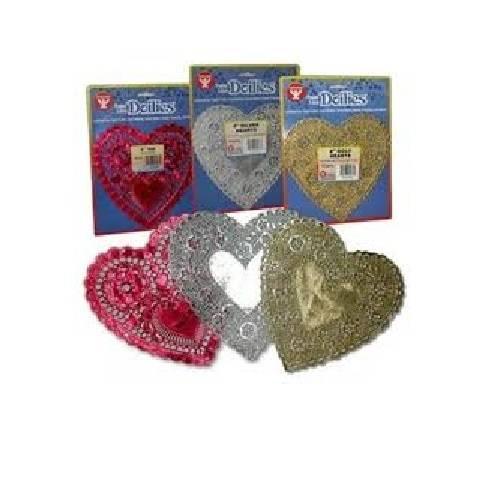 Hygloss 100 Heart Assorted Colors Doilies, 4" - 18 Gold & Silver, 32 Red & White