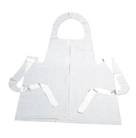 Disposable Paint Apron, Sleeveless, Youth Size White Plastic, 100 Aprons per Pack