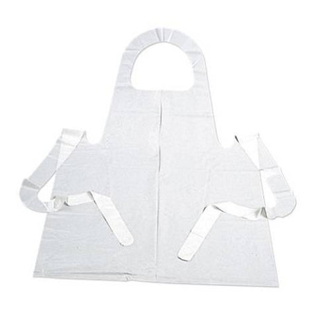 Disposable Paint Apron, Sleeveless, Youth Size White Plastic, 100 Aprons per Pack