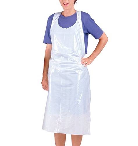 Adult Size Disposable Full-Length Plastic Aprons - Pack of 100