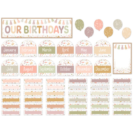 Terrazzo Tones Our Birthdays Mini Bulletin Board Set, 56 Pieces