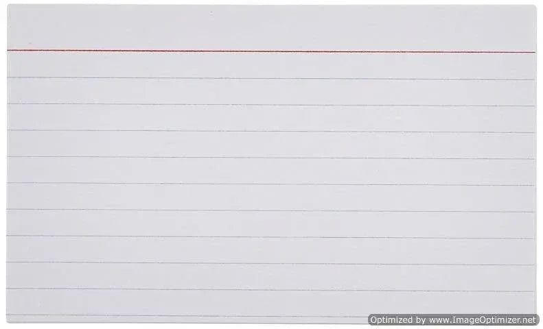 White Ruled Index Cards - 5x8 Inches (1 Pack of 100)