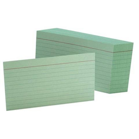 Colored Ruled Index Cards Green 100/Pack 3 x 5
