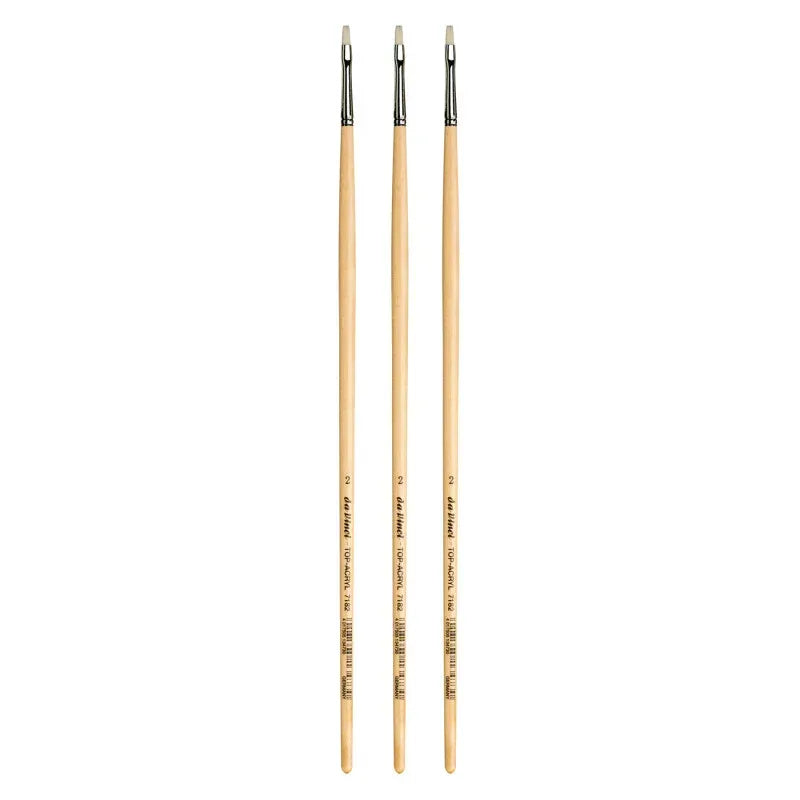 TOP-ACRYL Bright White Brush, Synthetic, Acrylic & Oil, Flat, Series 7182, Size 2, Pack of 3