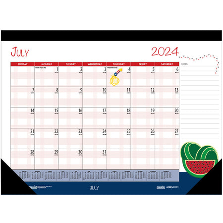 Monthly Academic Deskpad Calendar, Seasonal Holiday Depictions, 12 Months July-June, 22" x 17"