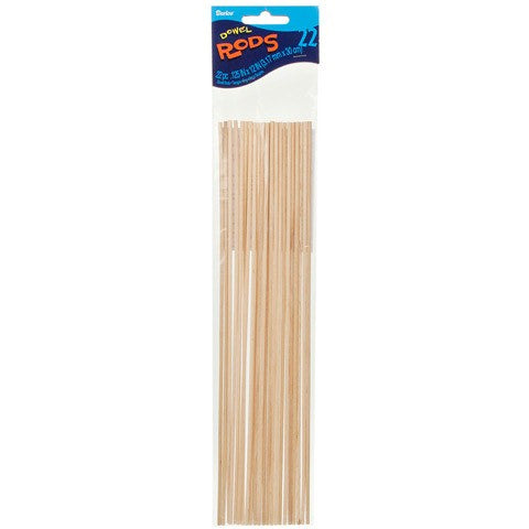 Wooden Dowel Rods - 1/8 x 12 inches, Pack of 22