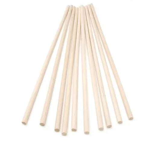 Wooden Dowel Rods - 1/4 x 12 inches, Pack of 10