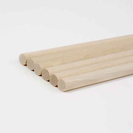 Wooden Dowel Rods - 3/8 x 12 inches, Pack of 6