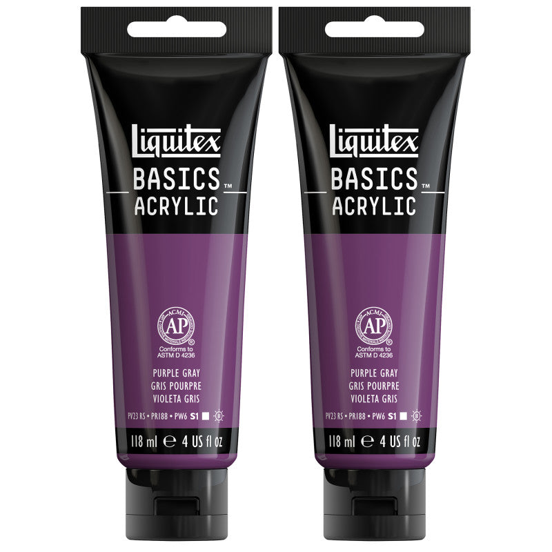 BASICS Acrylic Paint, 118 mL Tube, Purple Gray, Pack of 2