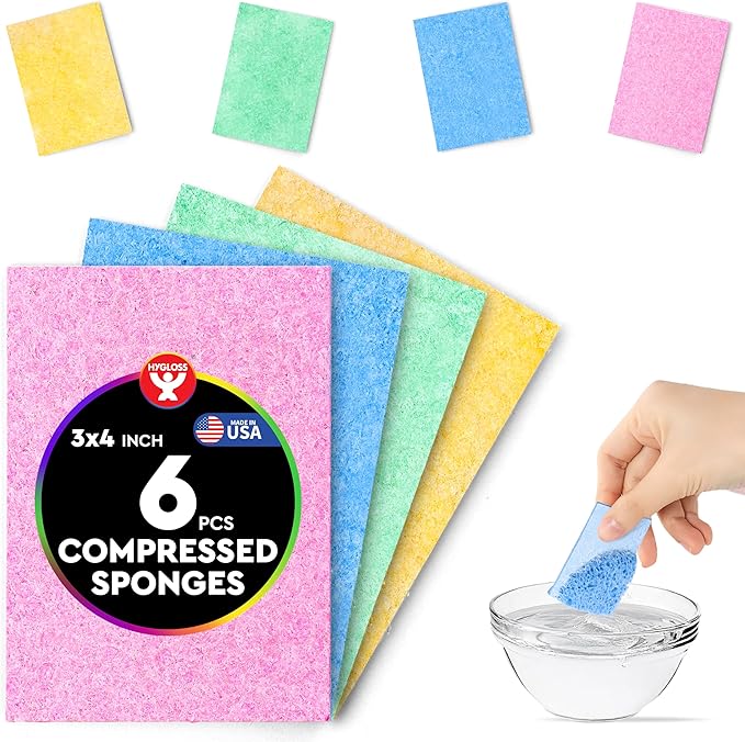 Hygloss Sponge ‘Ums Compressed Sponges for Crafts - 6 Sheets 3"x4" rectangle