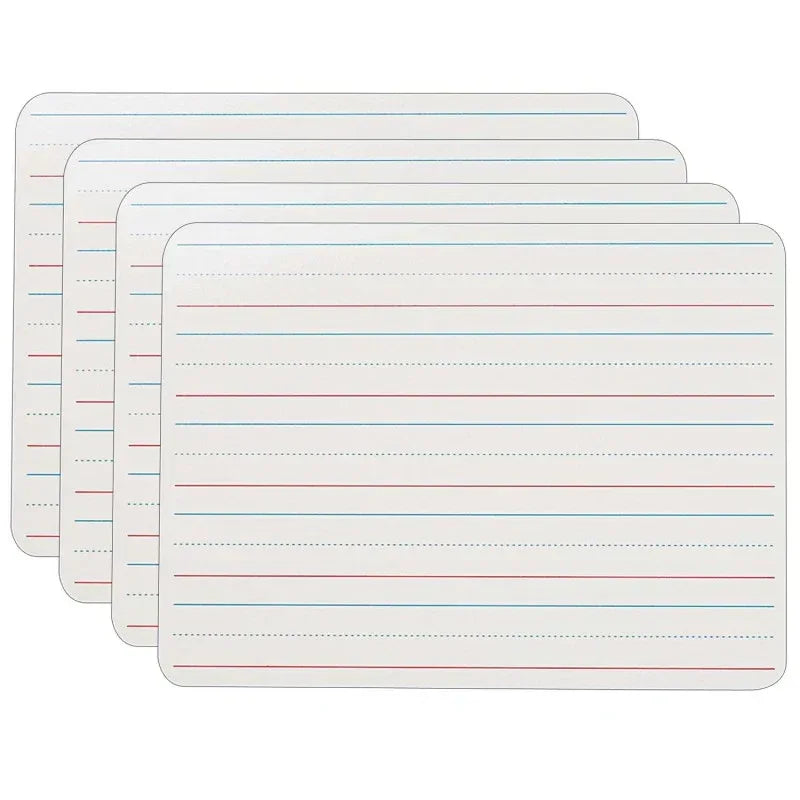 Two-Sided Dry Erase Board, Plain/Ruled, 9" x 12", Pack of 4
