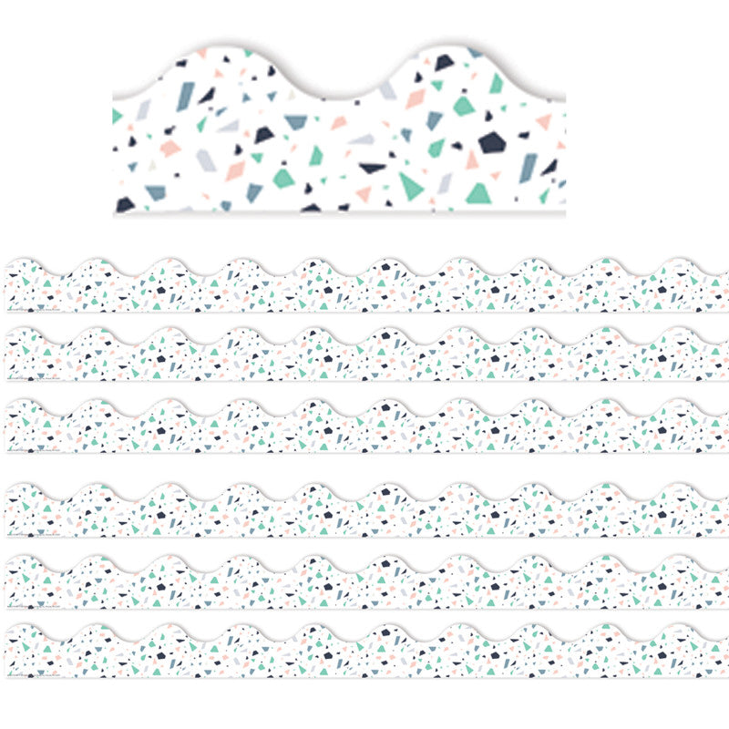 Simply Sassy White Terrazzo Deco Trim&reg;, 37 Feet Per Pack, 6 Packs