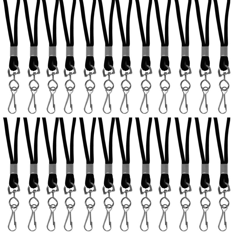 Standard Lanyard, Black, Swivel Hook, Pack of 24