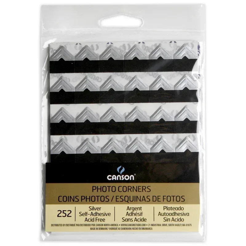 Canson Self Adhesive Photo Corners, Silver, 252 Piece, 1 Count