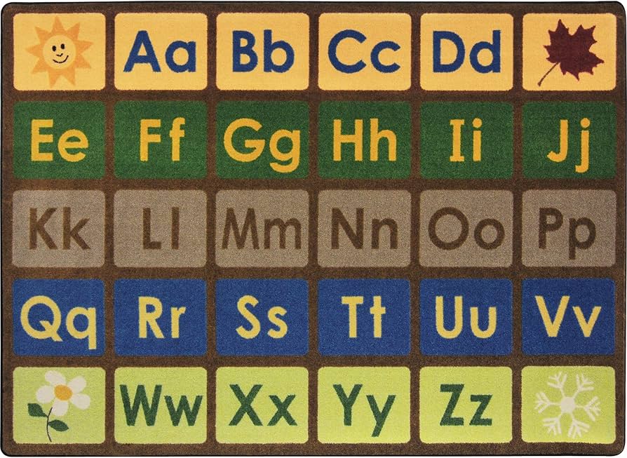 Any Day Alphabet™ Rug- Earthtone, 5'4" x 7'8" Rectangle