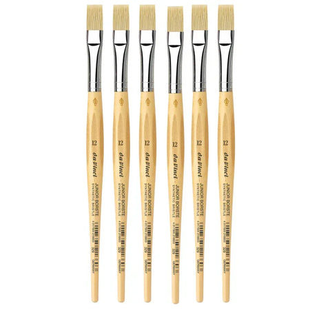 JUNIOR BORSTE Synthetic Student Brush, Synthetic, Tempera, Flat, Series 329, Size 12, Pack of 6