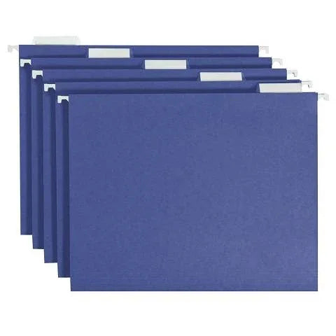 Hanging File Folder with Tab, 1/5-Cut Adjustable Tab, Letter Size, Purple, 25 per Box