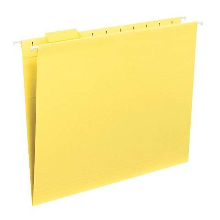 Hanging File Folder with Tab, 1/5-Cut Adjustable Tab, Legal Size, Yellow , 25 per Box