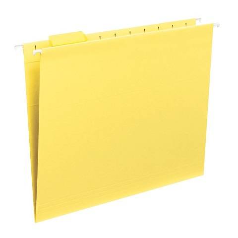 Hanging File Folder with Tab, 1/5-Cut Adjustable Tab, Legal Size, Yellow , 25 per Box
