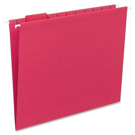 Hanging File Folder with Tab, 1/5-Cut Adjustable Tab, Letter Size, Red, 25 per Box