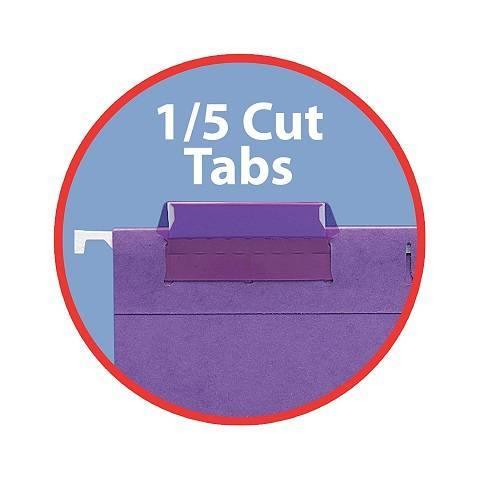 Hanging File Folder with Tab, 1/5-Cut Adjustable Tab, Legal Size, Violet , 25 per Box