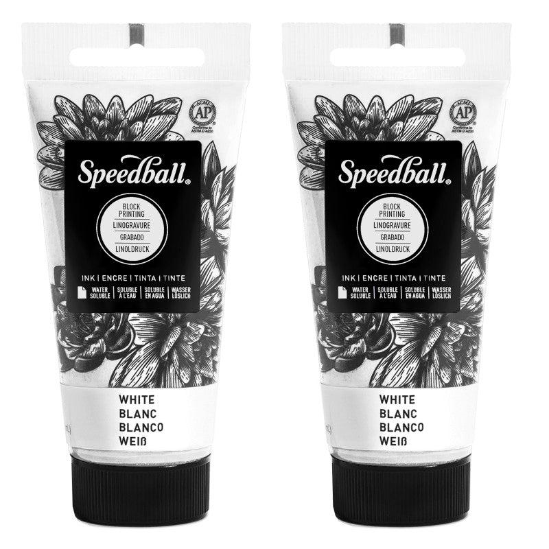 Water-Soluble Block Printing Ink, 1.25 oz, White, Pack of 2