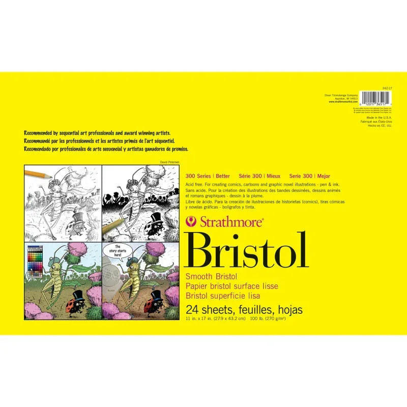 300 Series Bristol Pad, Smooth Finish, Tape Binding, 24 Sheet, 11x17 inch, 1 Count