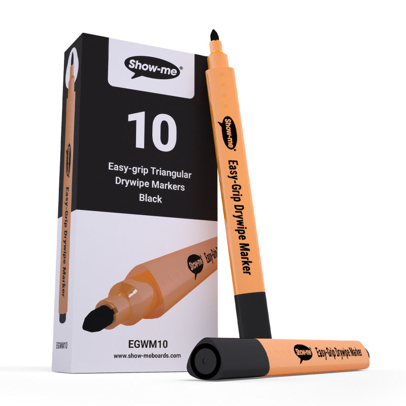 Triangular Dry Erase Whiteboard Markers, Black, Box of 10