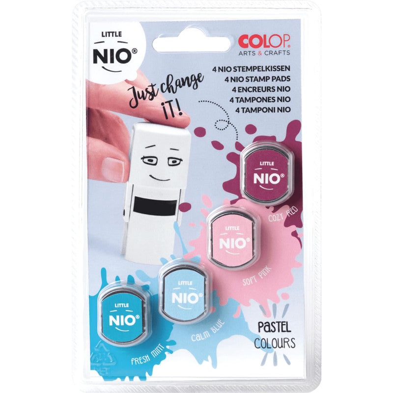 Little NIO Round Replacement Ink Pads, Pastel Colors, 0.67 Inch, 4 Piece Set