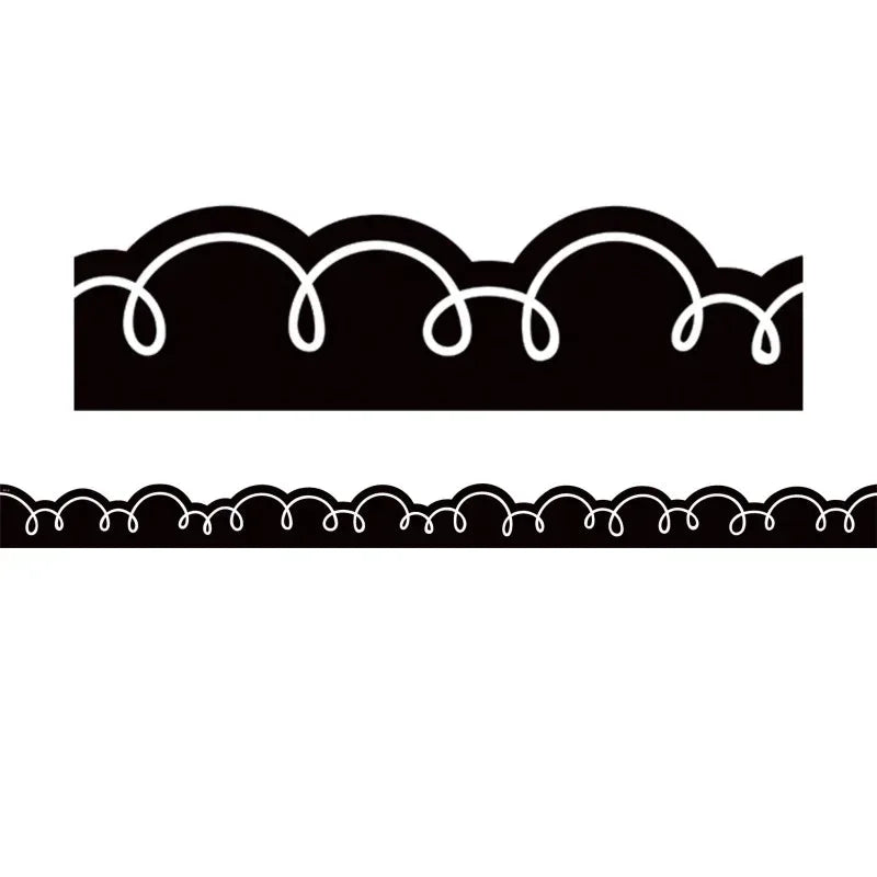 Black with White Squiggles Die-Cut Border Trim, 35 Feet