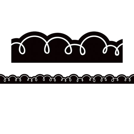 Black with White Squiggles Die-Cut Border Trim, 35 Feet