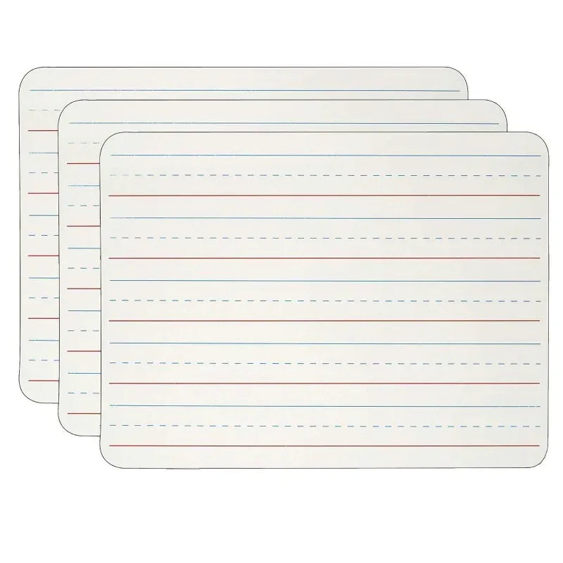 Dry Erase Board, Two Sided Magnetic, Plain/Lined, Pack of 3