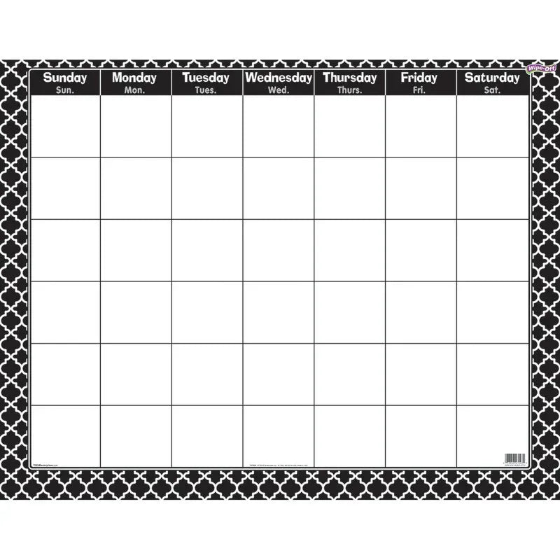 Moroccan Black Wipe-Off&reg; Calendar, Monthly