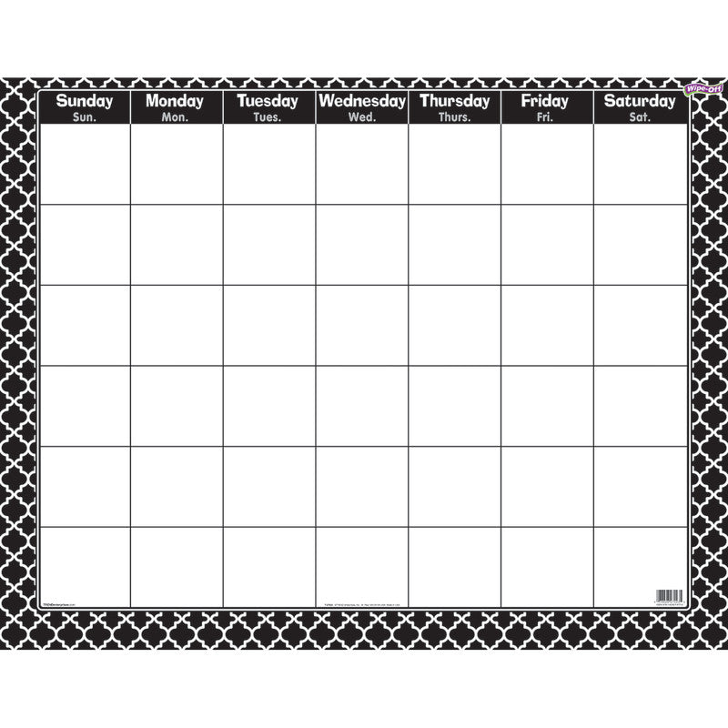 Moroccan Black Wipe-Off&reg; Calendar, Monthly