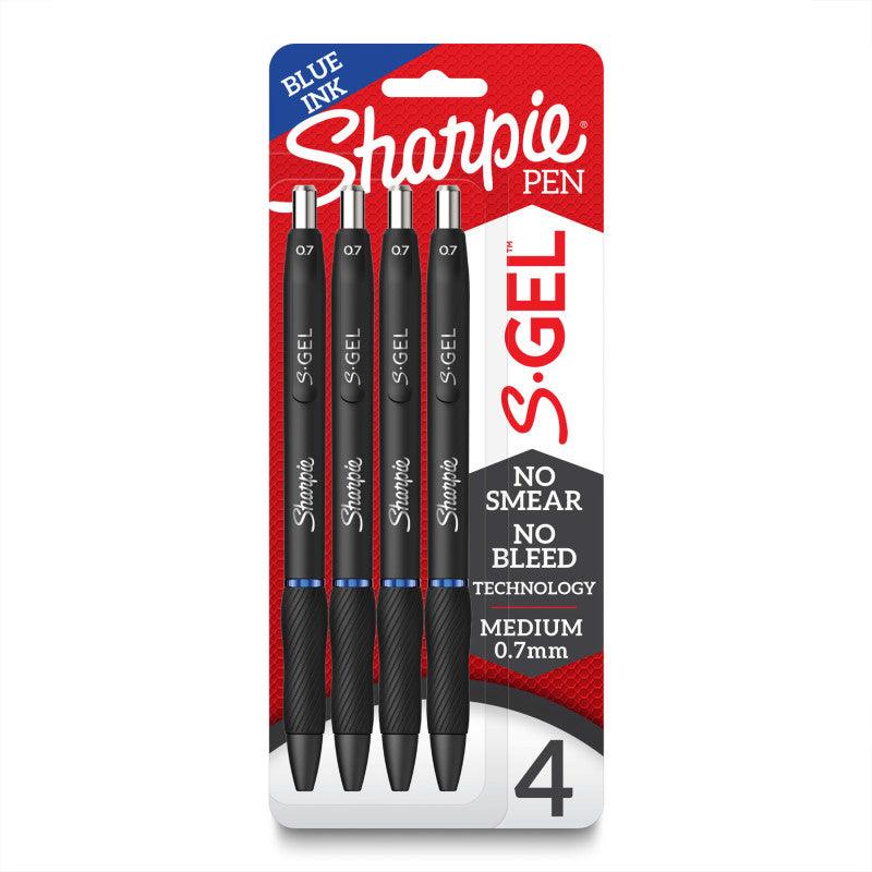 S-Gel Retractable Gel Pens, Medium 0.7 mm, Blue, 4 Count