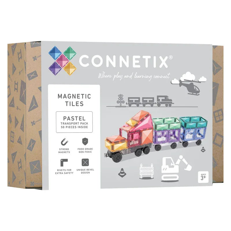 Magnetic Tiles Pastel Transport Pack, 50 Pieces