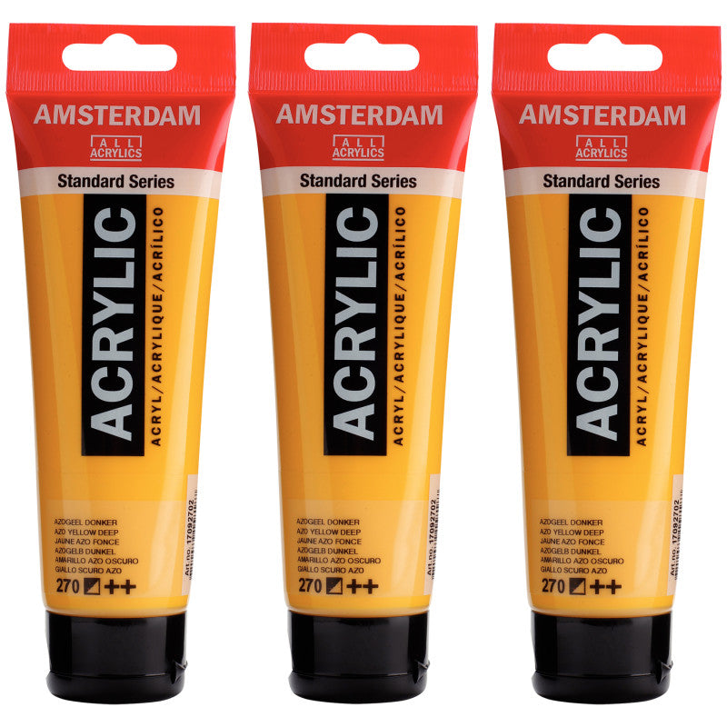 Standard Acrylic Paint, 120ml, Azo Yellow Deep 270, Pack of 3