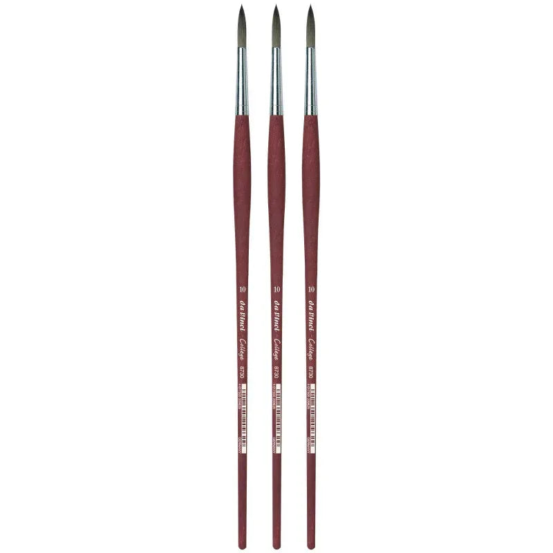 COLLEGE Student Brush, Synthetic, Acrylic & Oil, Round, Series 8730, Size 10, Pack of 3
