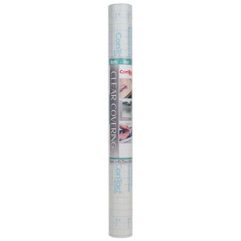 Clear Cover&trade; Adhesive Covering, Clear, 18" x 16 ft, Matte
