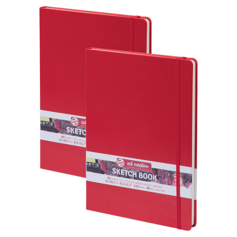 Sketchbook, 80 Sheets, 90lbs, Red Cover, 8.3" x 11.7" (A4), Pack of 2