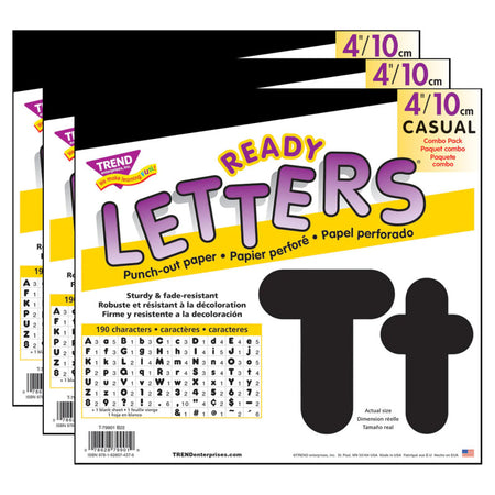 Black 4-Inch Casual Uppercase/Lowercase Combo Pack Ready Letters&reg;, 182 Per Pack, 3 Packs