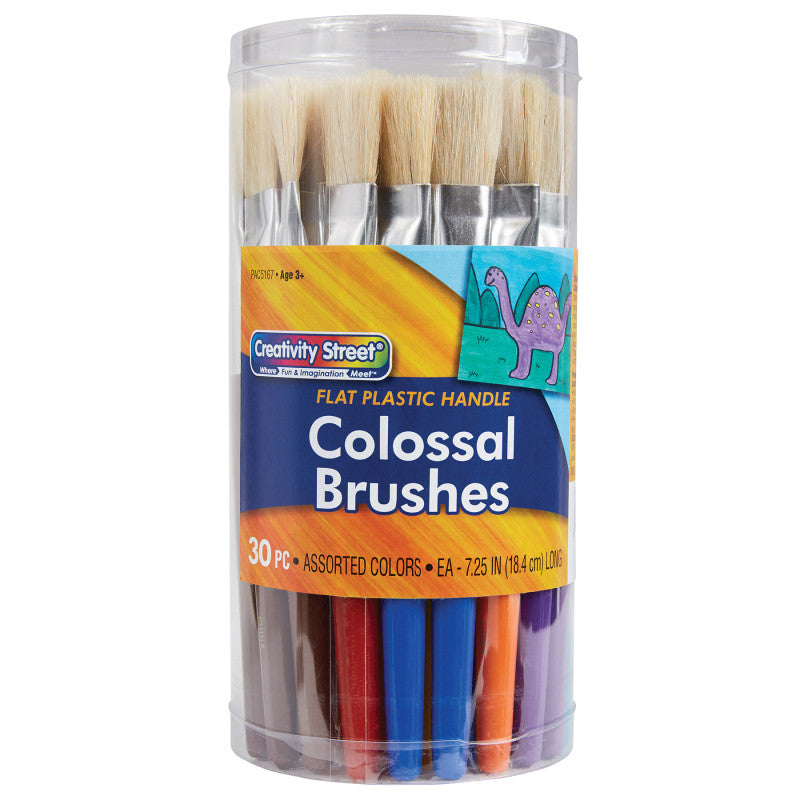 Colossal Brushes, Flat, Assorted Colors, 7.25" Long, 30 Brushes, (PACAC5167)